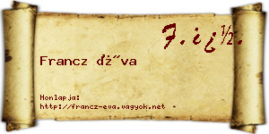 Francz Éva névjegykártya